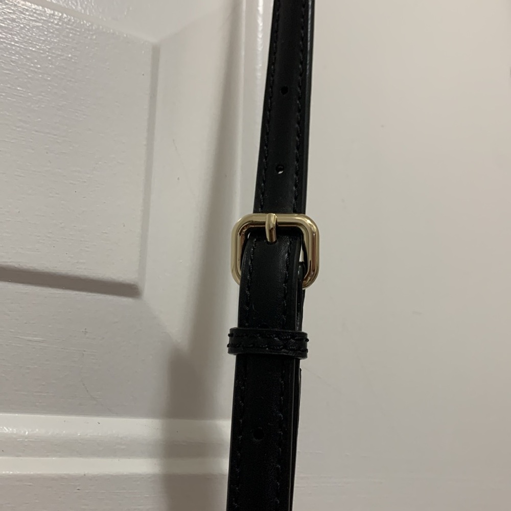 Kate Spade Black and White Striped Crossbody Bag with Gold Charm - Picture 6 of 10